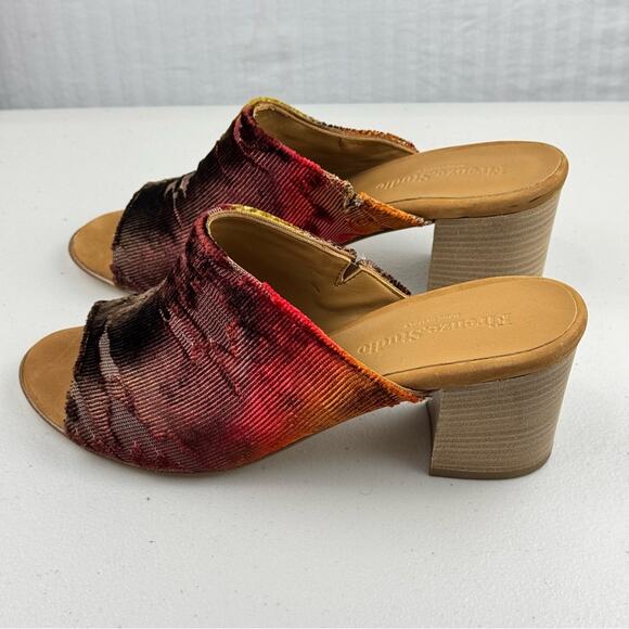 Firenze Studio Garbo Ombré Velvet Burnout Slip-On Mule Block Heel Size 9.5 Italy - Picture 3 of 11